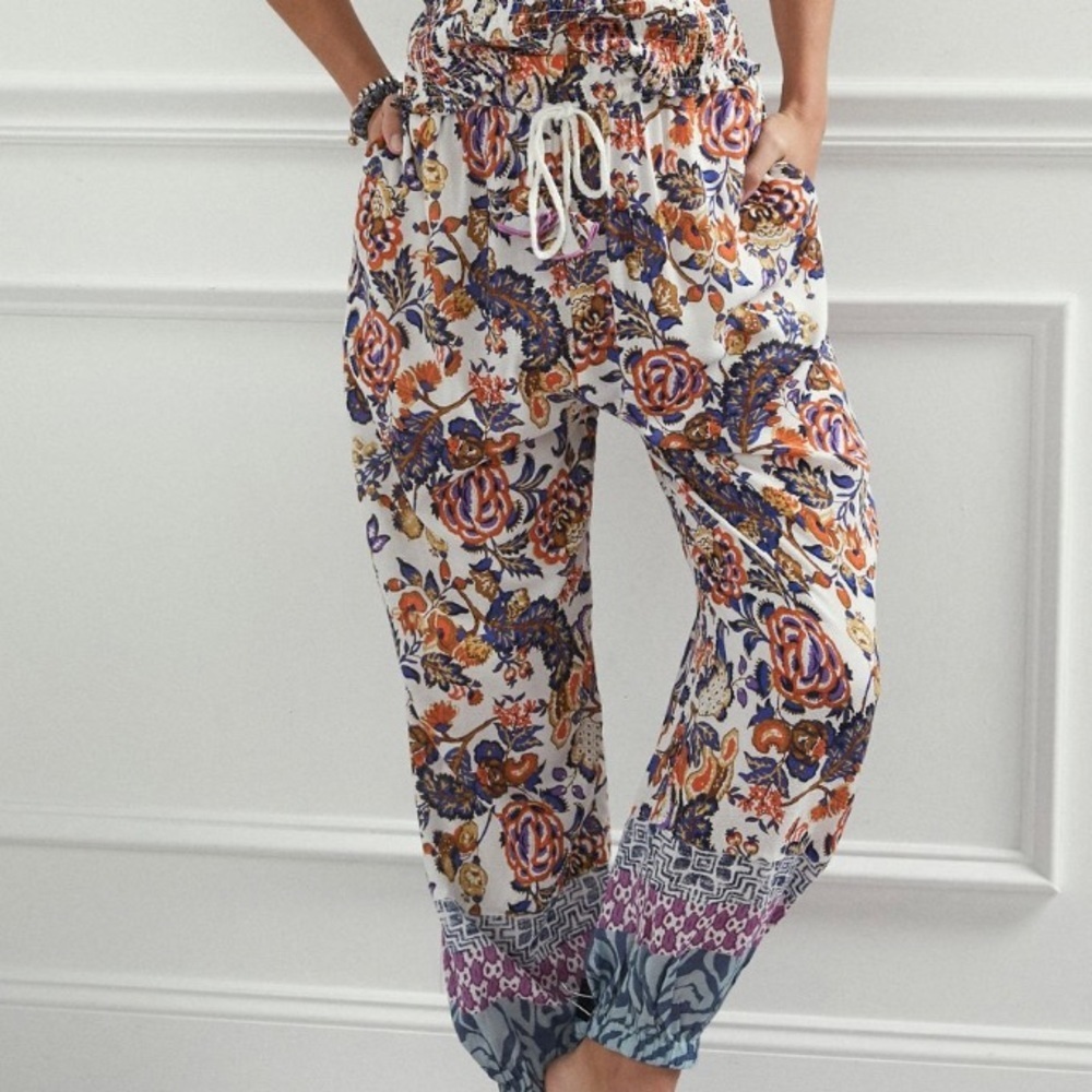 Anthropologie Multicolor Floral Joggers